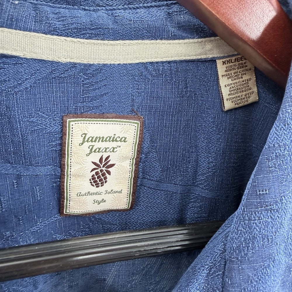 Jamaica Jaxx Hawaiian Shirt XL 100% Silk Blend Blue Tropical Camp Casual Grandpa - Picture 6 of 15